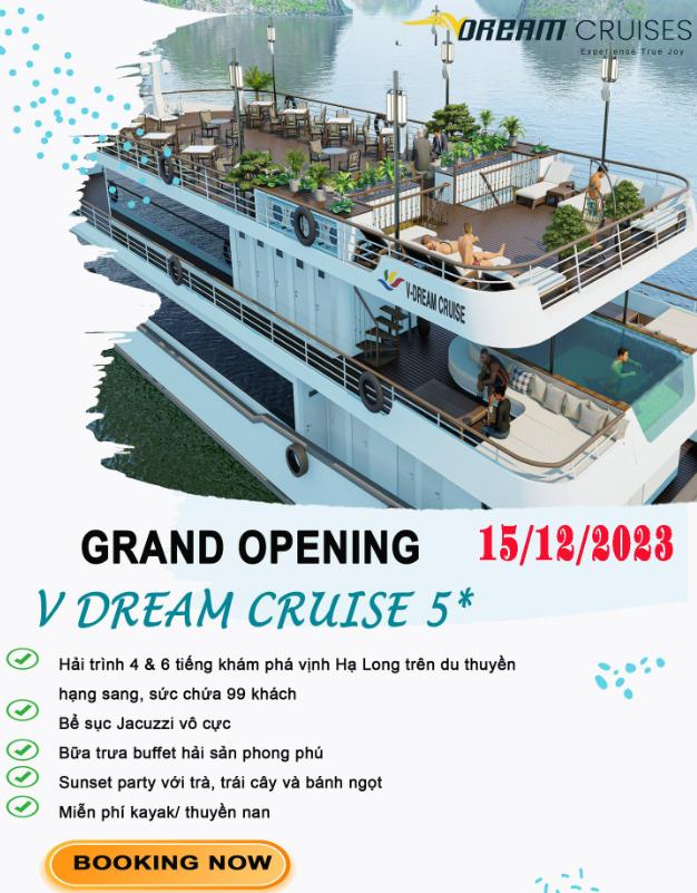 Du thuyền V Dream Cruise 5 sao Hạ Long khai trương 15/12/2023