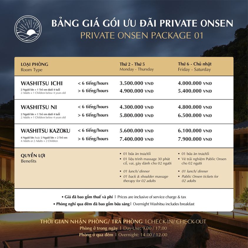 Giá phòng Villa Onsen Quang Hanh