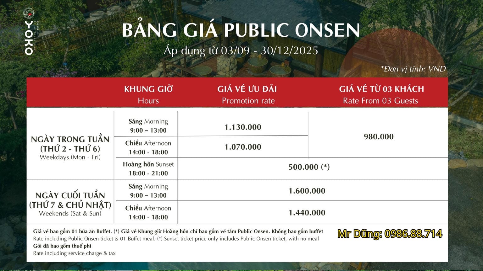 Giá vé tắm khoáng nóng Onsen Quang Hanh 2026