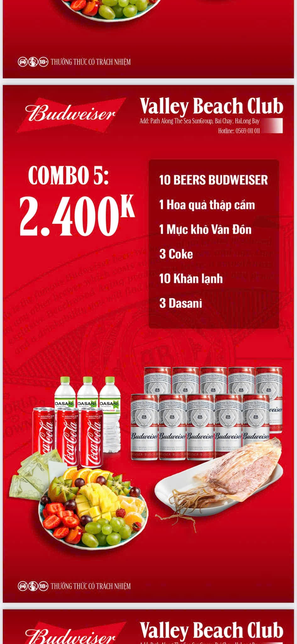 Combo 5: 2400k tại Valley Beach Club Bãi Cháy Hạ Long Quảng Ninh