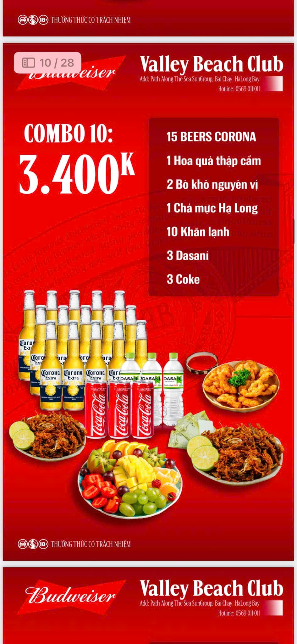 Combo 10: 3.400k tại Valley Beach Club Bãi Cháy Hạ Long Quảng Ninh
