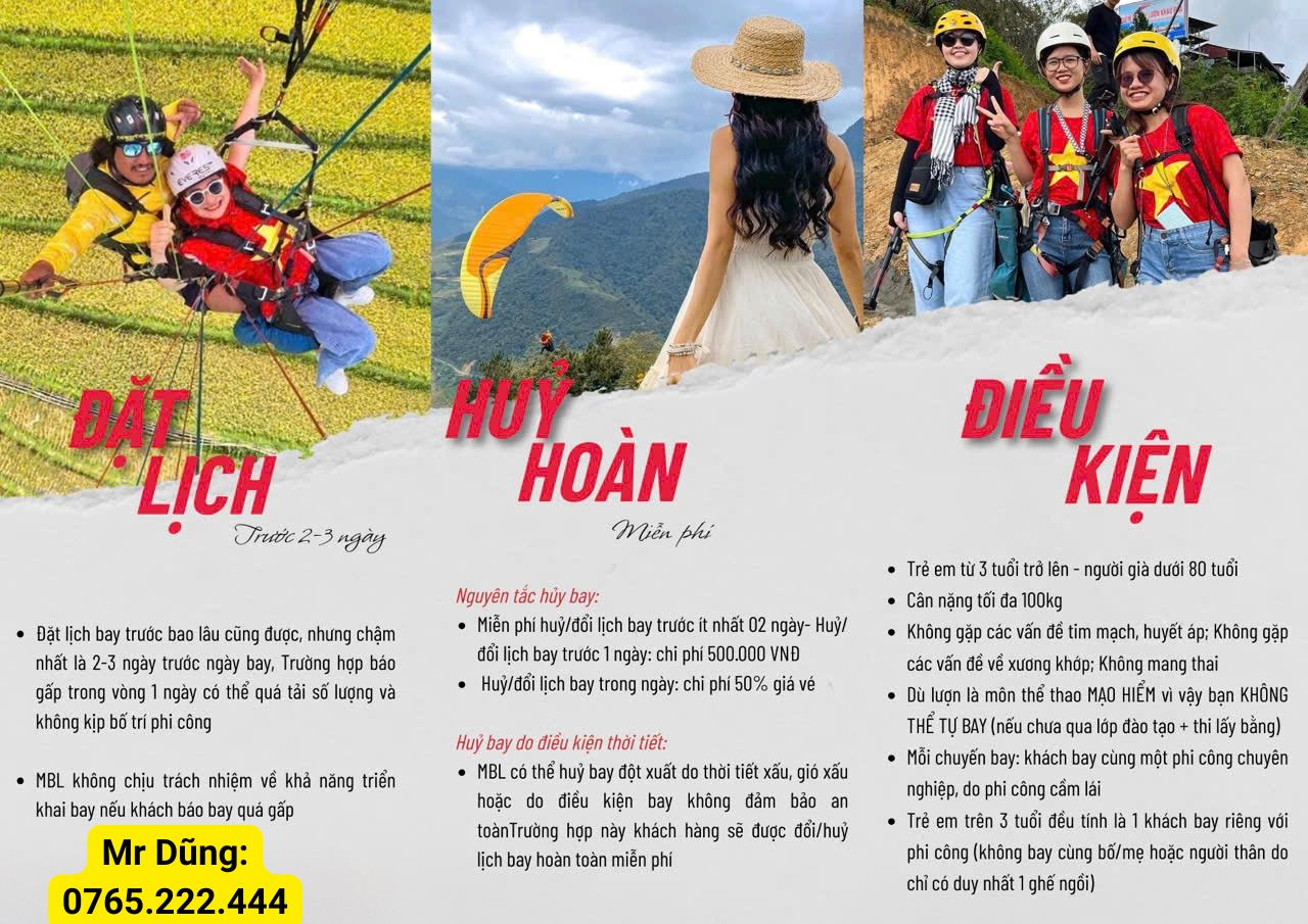 Đặt chỗ bay Dù lượn ở Hà Nôi, Sapa