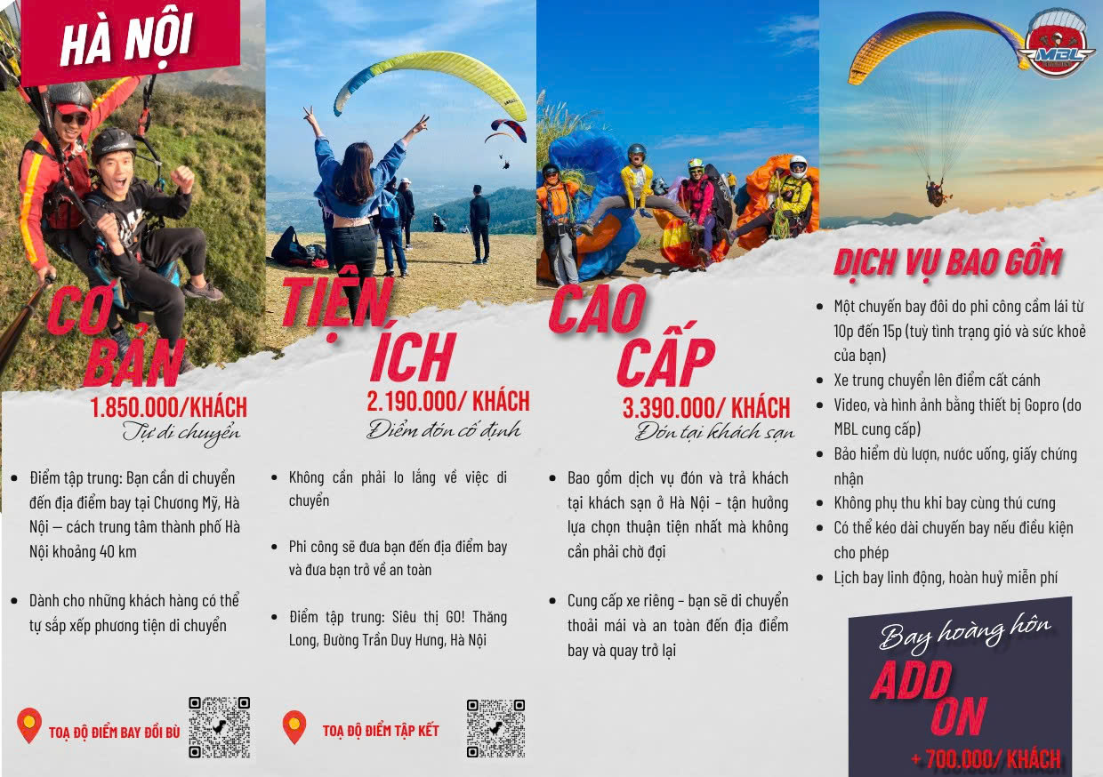 Bay dù lượn Đồi Bù Hà Nội